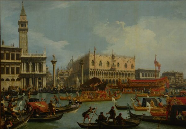 Bucentaur's Return to the Pier - by the Palazzo Ducale - by Canaletto