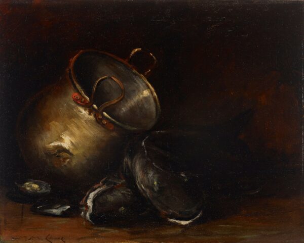 Brass Kettle and Catfish - by William Merritt Chase