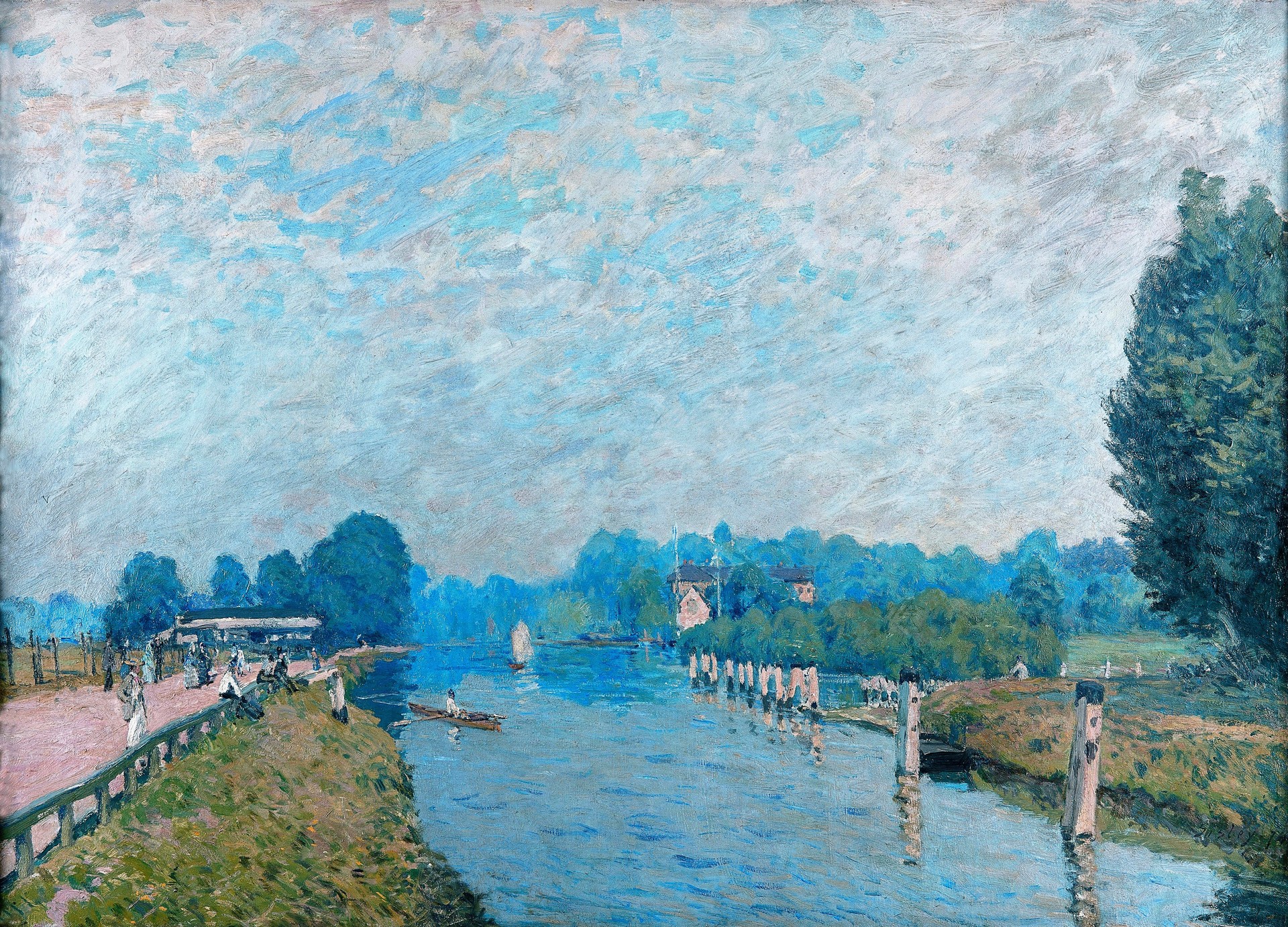 Bords de rivière (Orillas del río) (La Tamise à Hampton Court, premiers jours d'octobre) - by Alfred Sisley