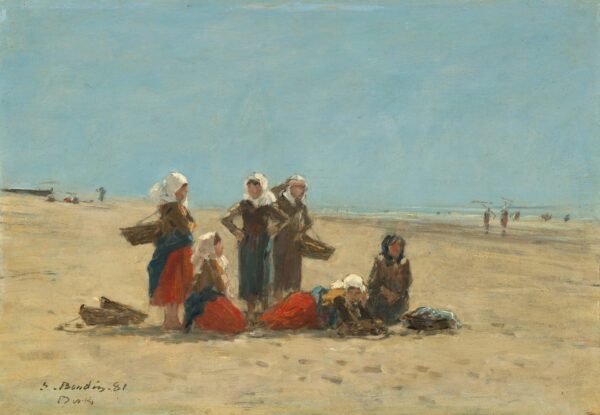 Women on the Beach at Berck - by Eugène Boudin