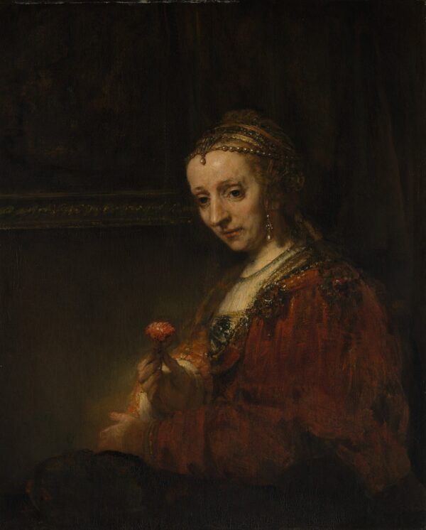 Woman with a Pink - by Rembrandt