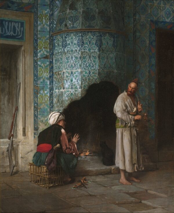 A Chat - by the Fireside - by Jean-Léon Gérôme