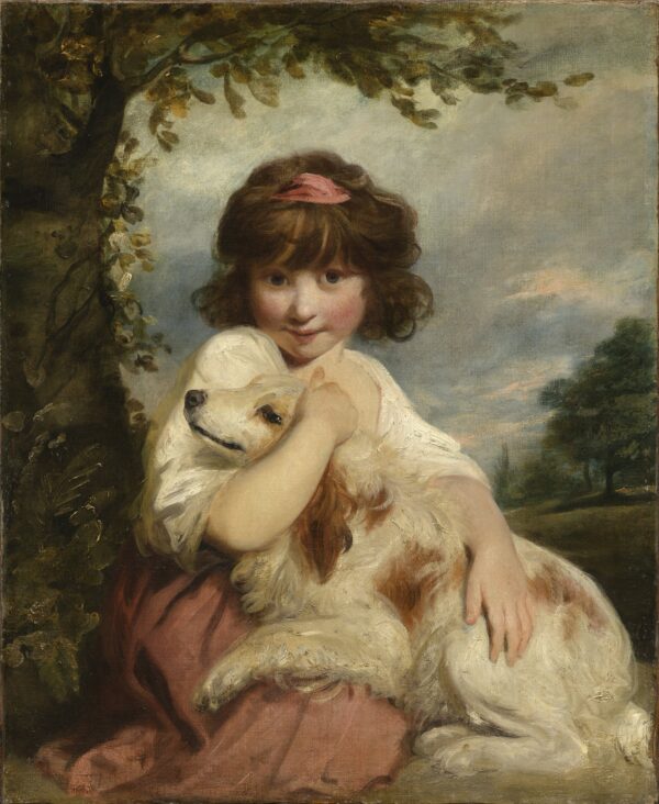A Young Girl and Her Dog - by Joshua Reynolds