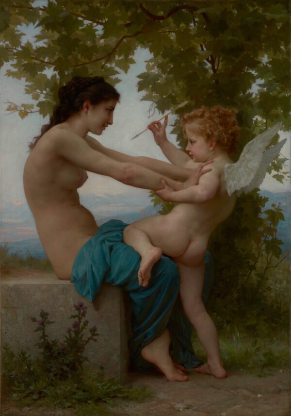 A Young Girl Defending Herself Against Love - by William-Adolphe Bouguereau