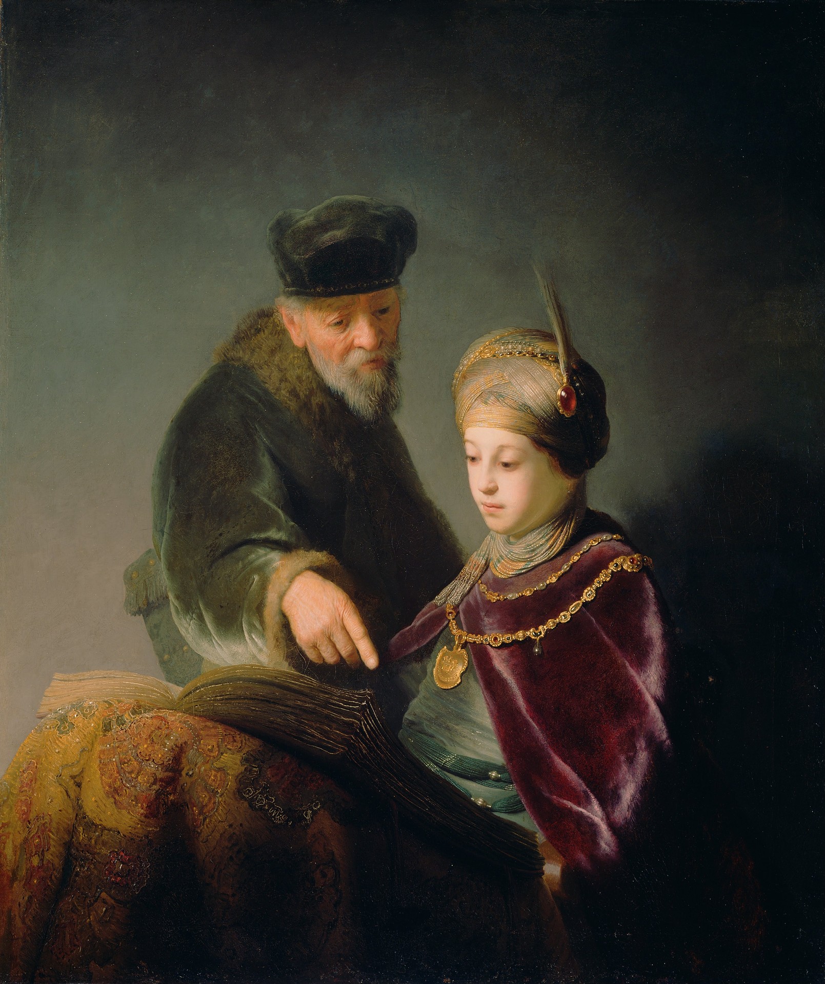 A Young Scholar and his Tutor - by Rembrandt