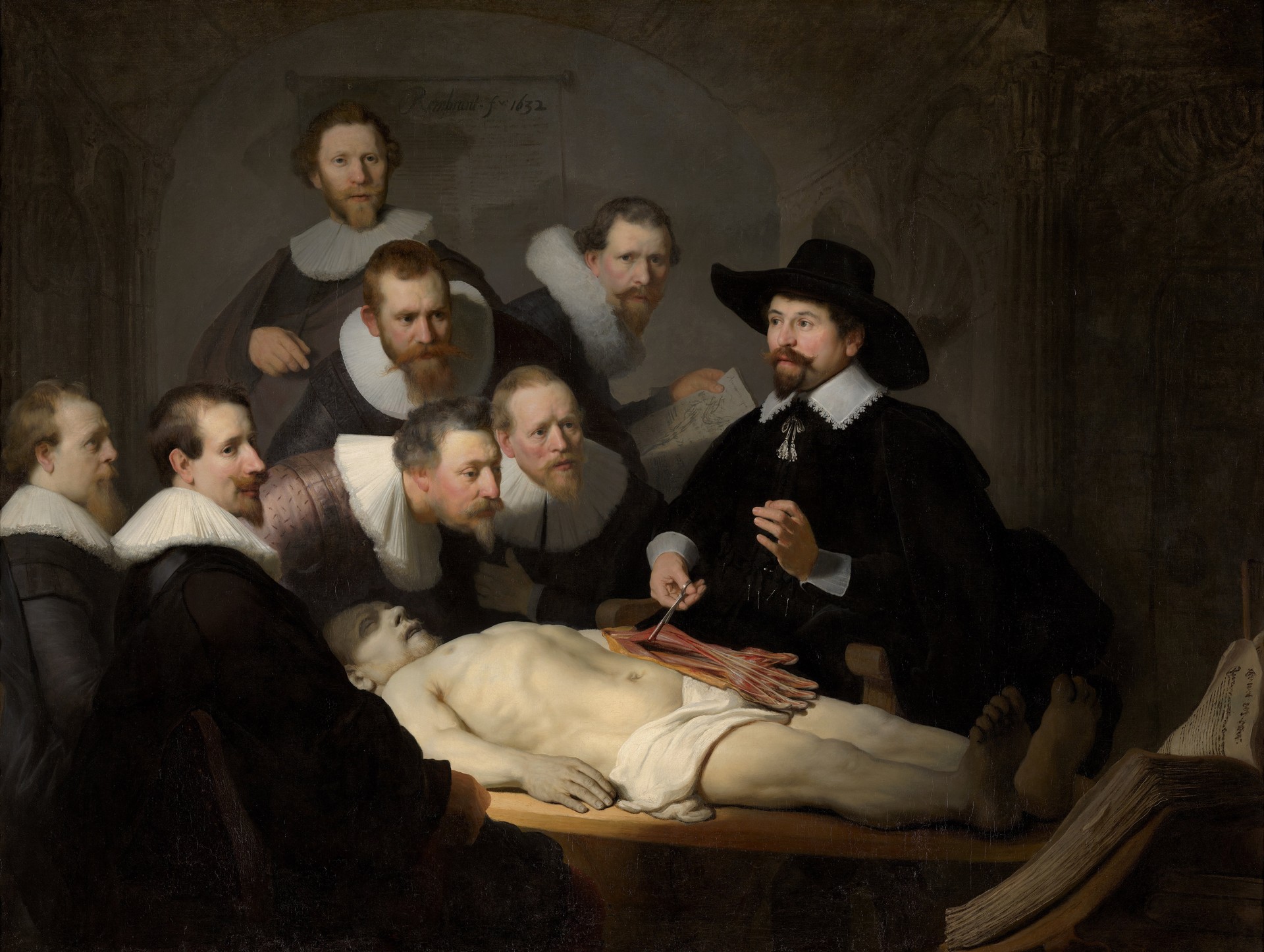 Anatomy Lesson by Dr. Nicolaes Tulp - by Rembrandt