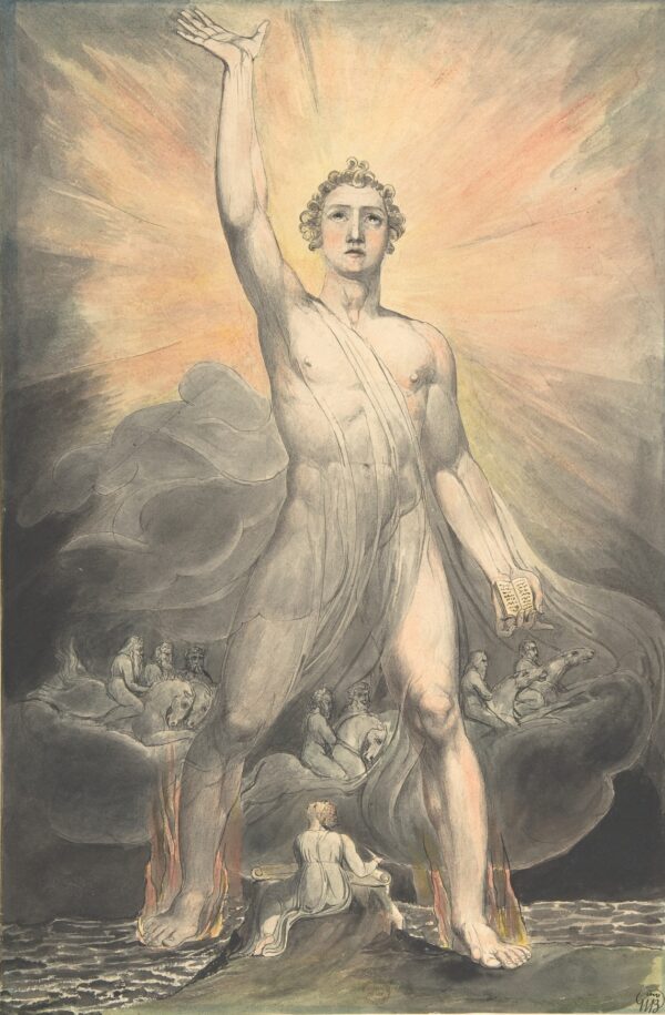 Angel of the Revelation (Book of Revelation, chapter 10) - by William Blake