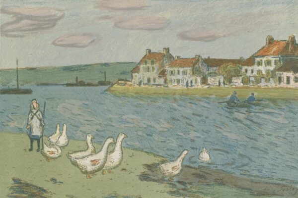 Banks of the River (Les Bords de rivière) - by Alfred Sisley