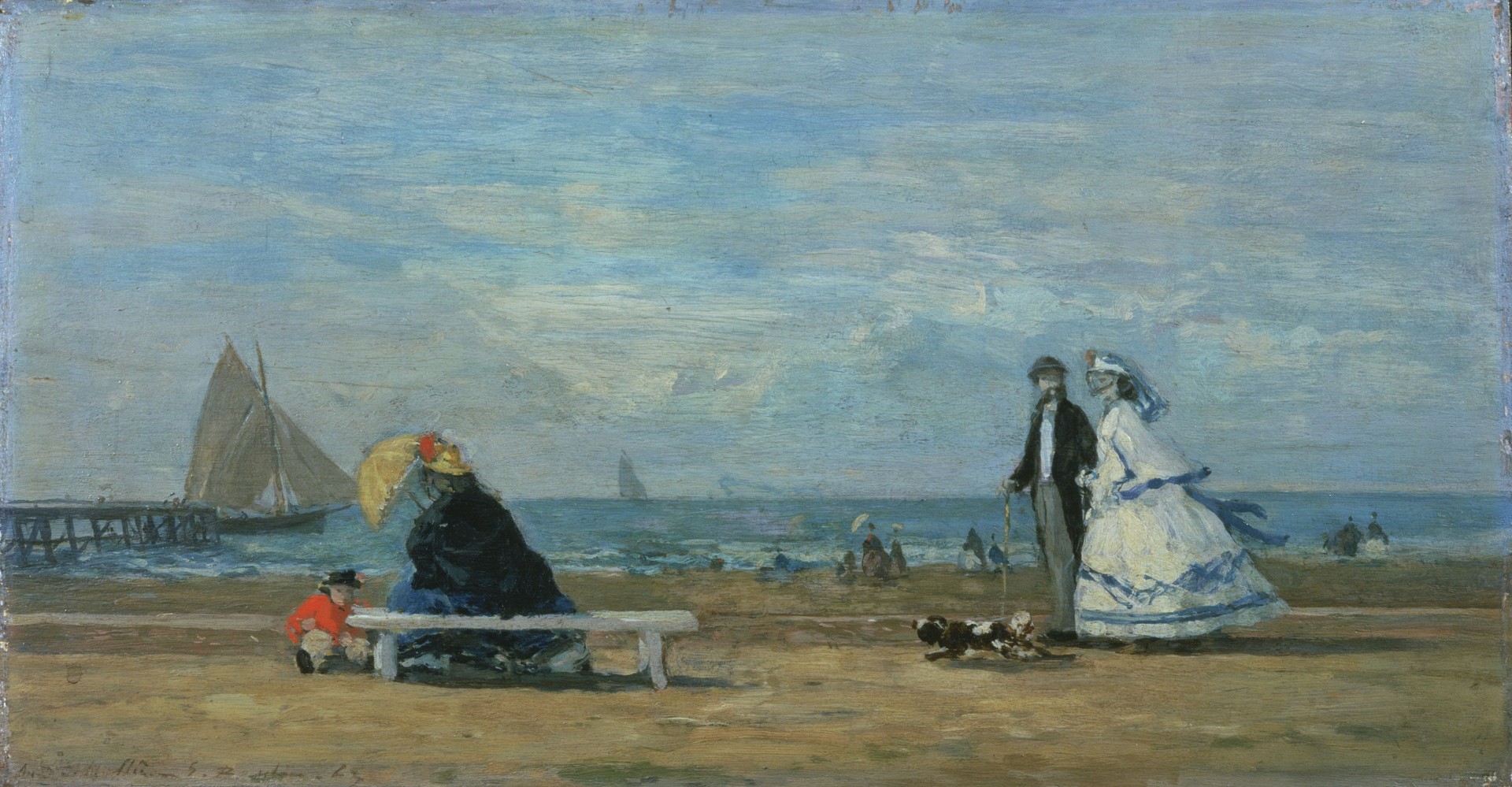 Beach at Trouville - by Eugène Boudin