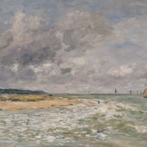 Beach Scene, Villerville - by Eugène Boudin