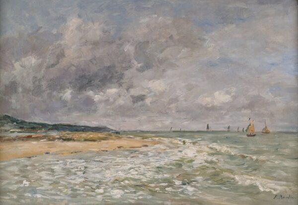 Beach Scene, Villerville - by Eugène Boudin