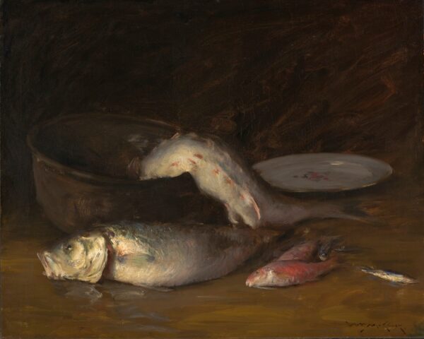 Big Copper Kettle and Fish (Fish) - by William Merritt Chase