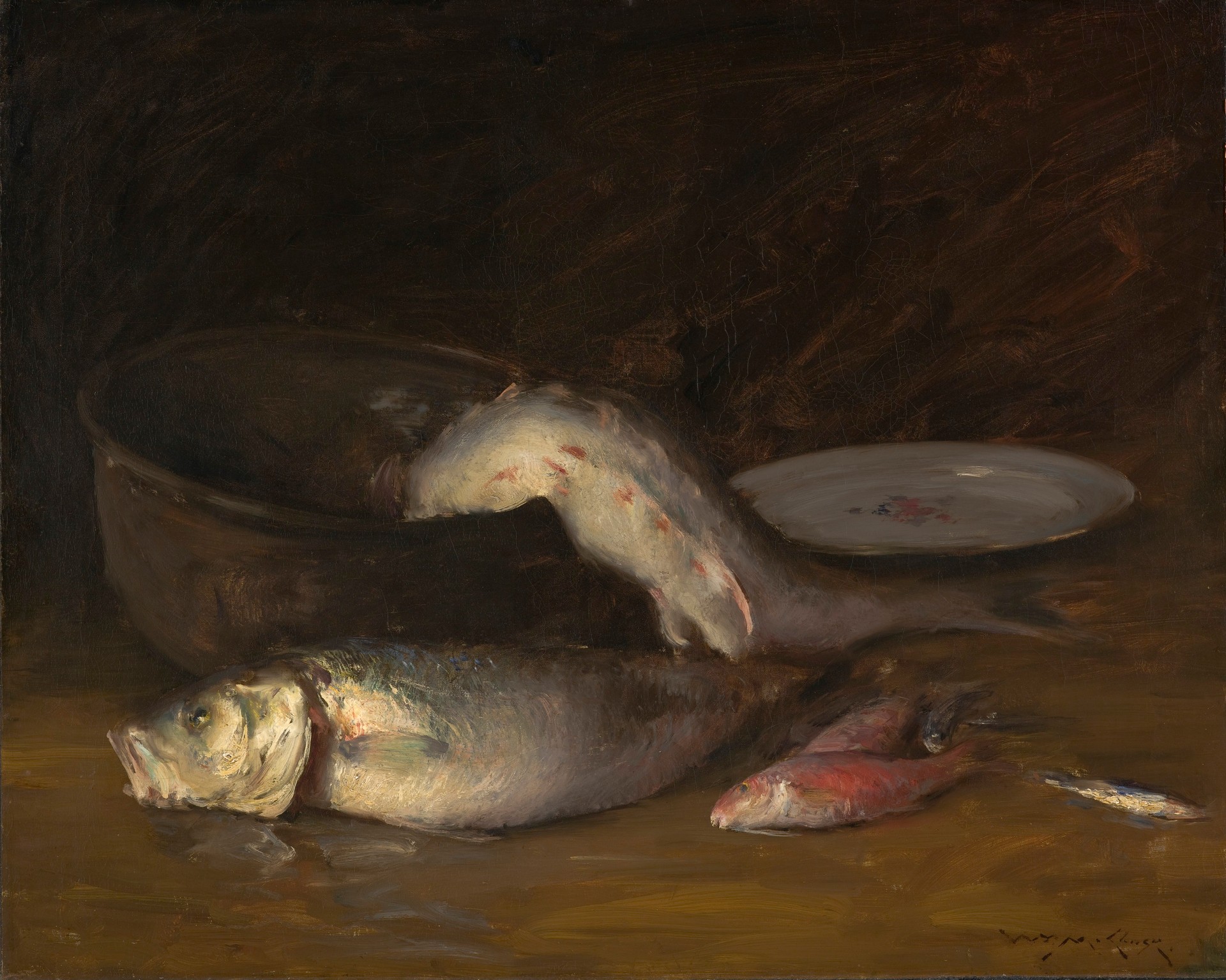 Big Copper Kettle and Fish (Fish) - by William Merritt Chase