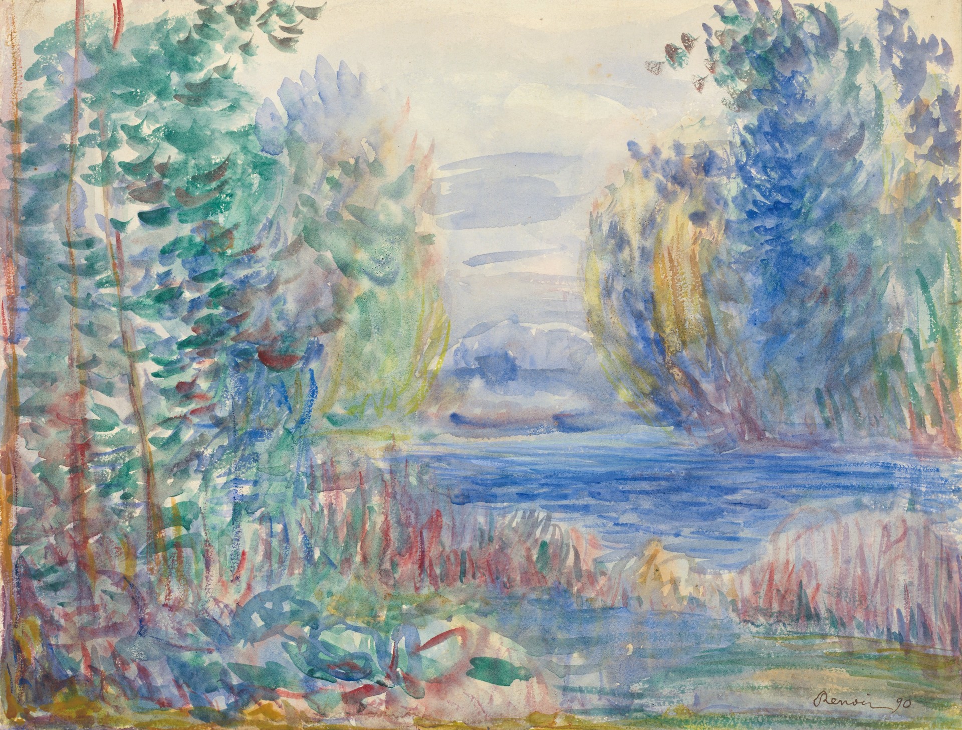River Landscape, 1890 - by Pierre-Auguste Renoir