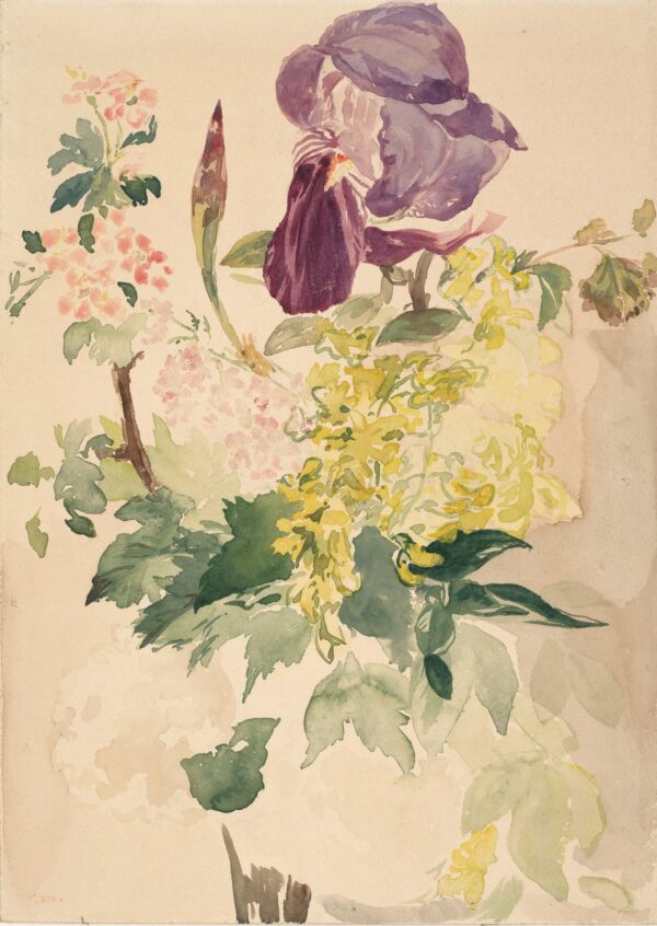 Flower Piece with Iris, Laburnum, and Geranium, 1880 - by Édouard Manet
