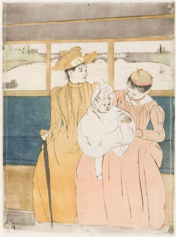 Interior of a Tramway Passing a Bridge - by Mary Cassatt
