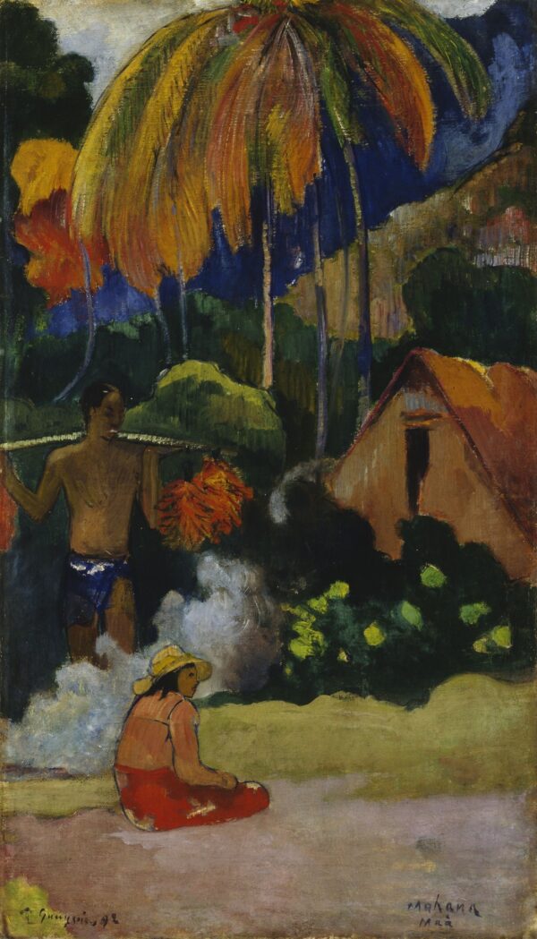 Landscape in Tahiti (Mahana Maà) - by Paul Gauguin