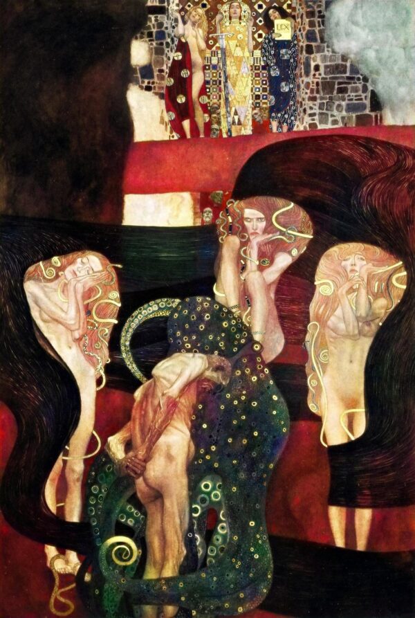 Jurisprudence (recolored with Artificial Intelligence) - by Gustav Klimt