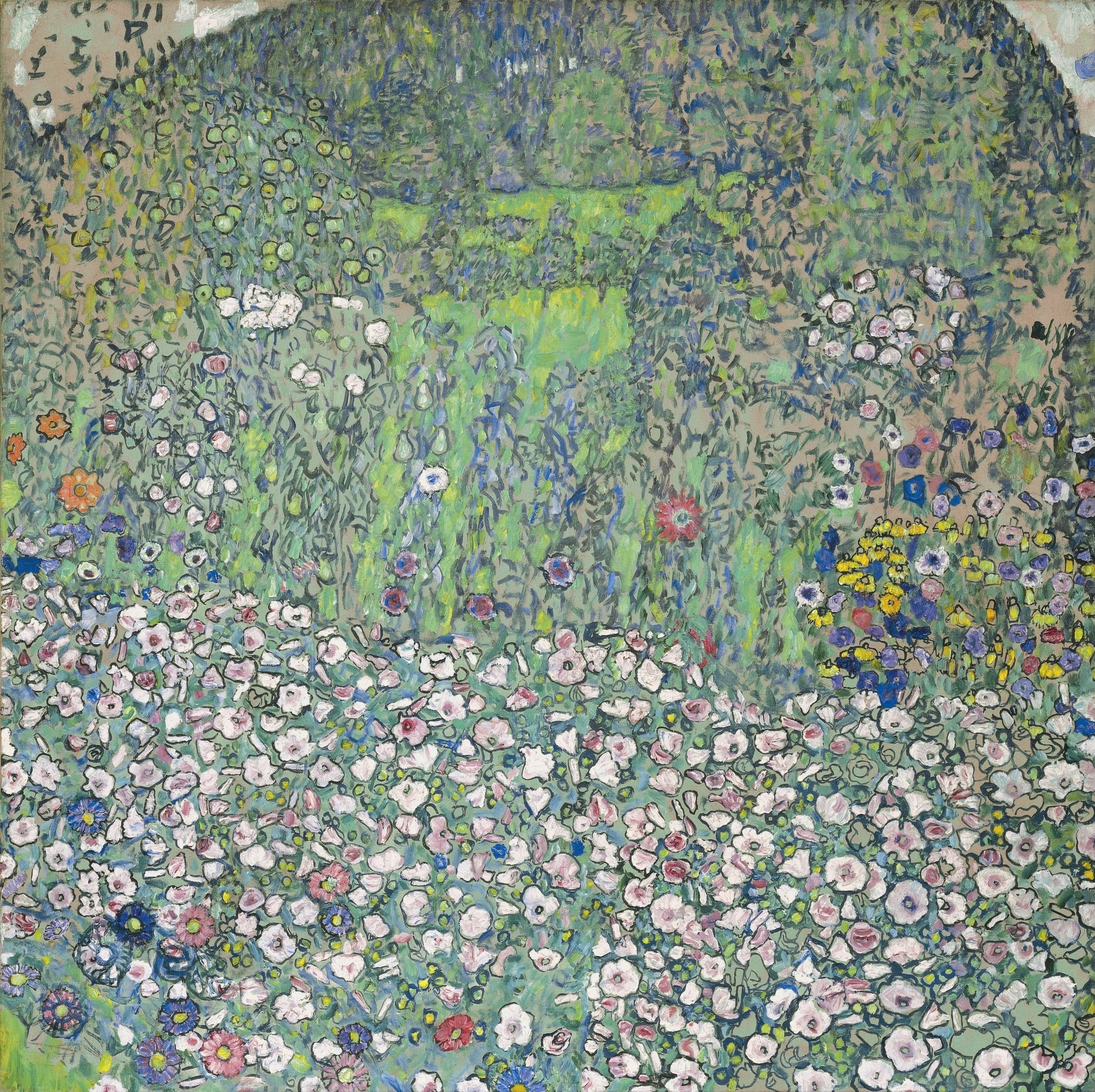Garden landscape with hilltop - by Gustav Klimt