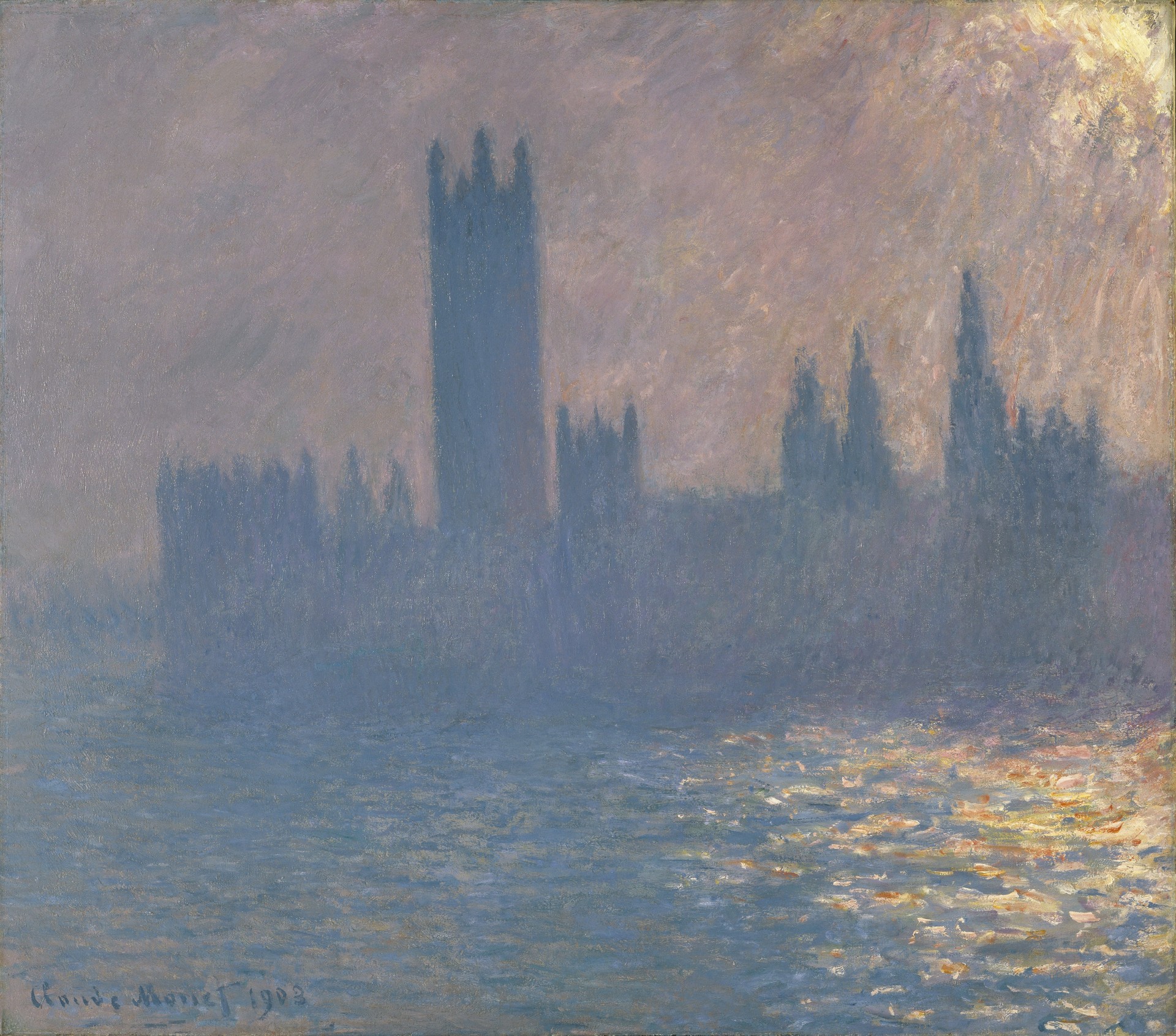 Houses of Parliament, Sunlight Effect (Le Parlement, effet de soleil) - by Claude Monet