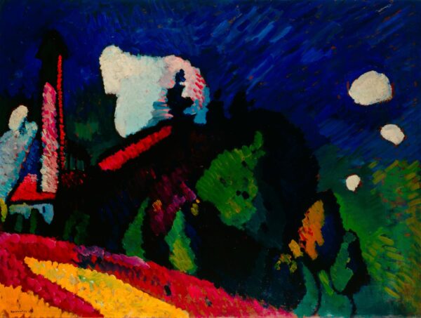 Murnau, Landschaft mit Turm (Murnau, Landscape with Tower) - by Wassily Kandinsky