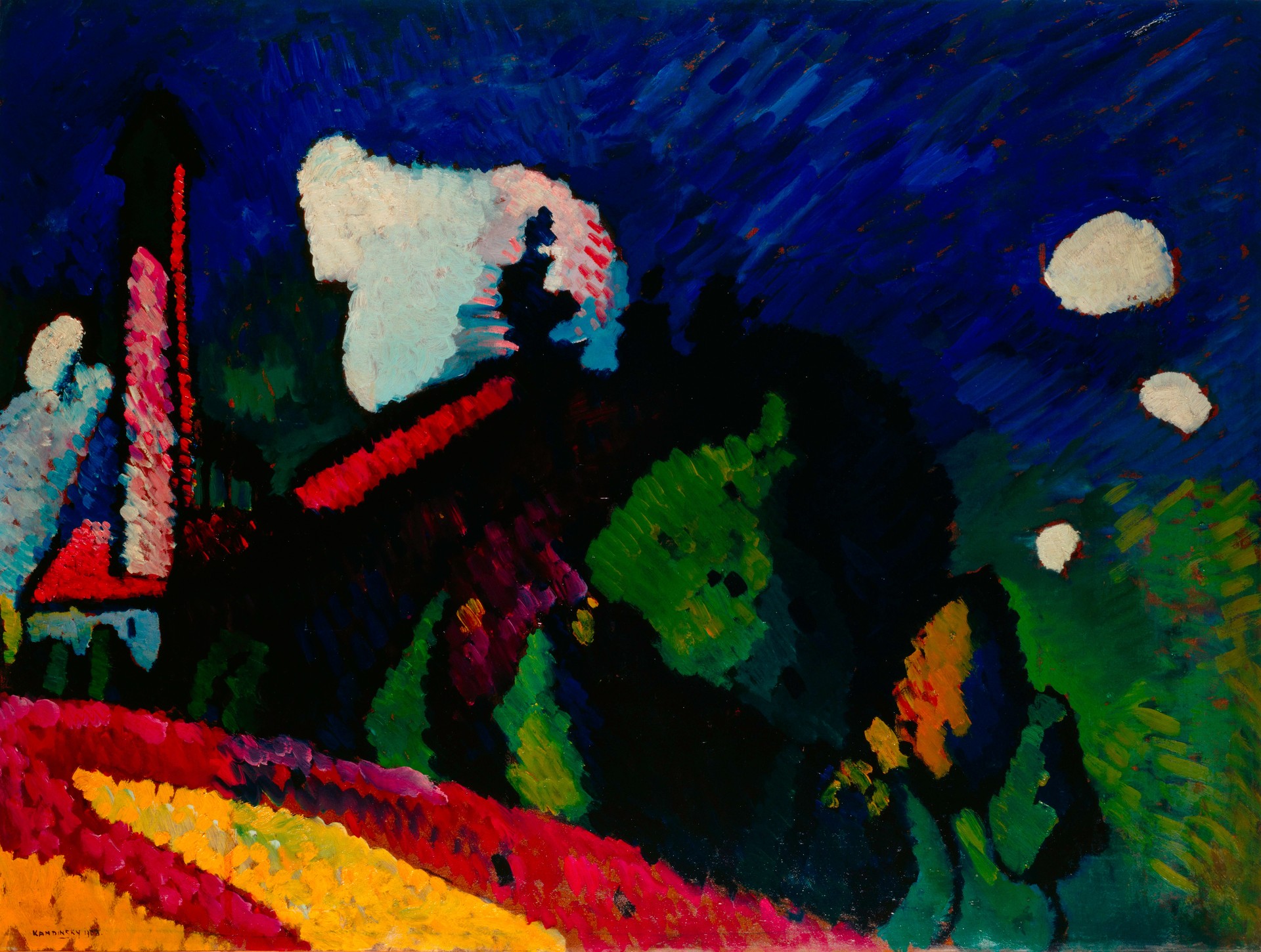 Murnau, Landschaft mit Turm (Murnau, Landscape with Tower) - by Wassily Kandinsky