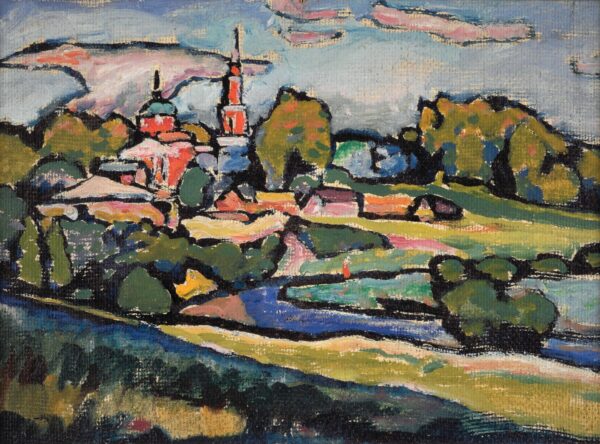 Akhtyrka. Landscape with Red Church - by Wassily Kandinsky