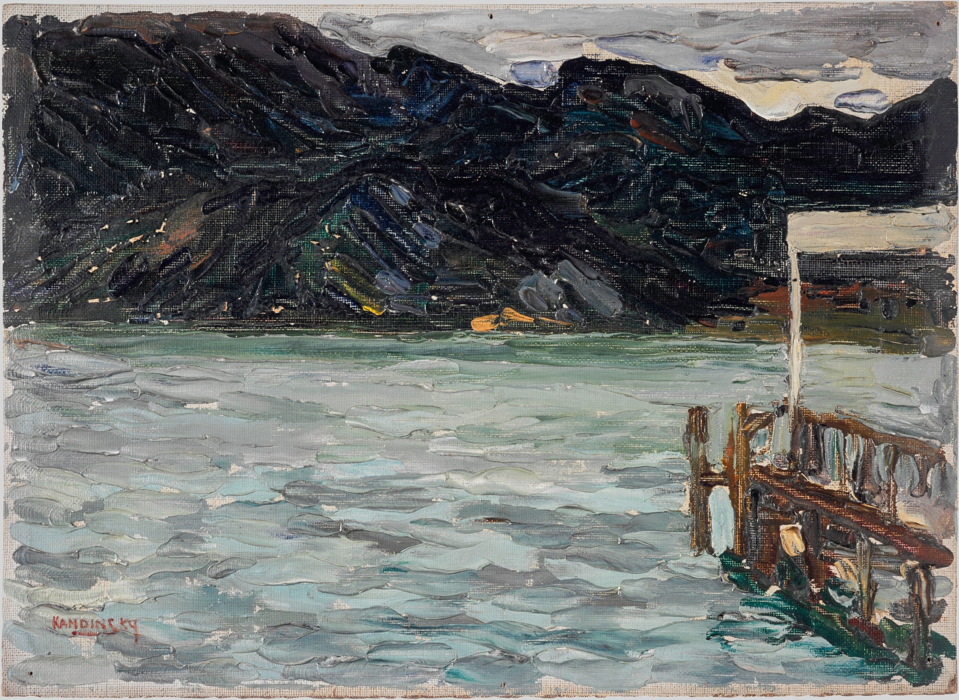 Kochel, See mit Bootsteg I (Kochel, lake and gateway I) - by Wassily Kandinsky