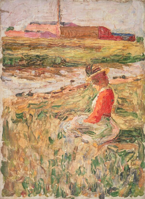 Dame im Gras sitzend (Lady Sitting on the Grass) - by Wassily Kandinsky