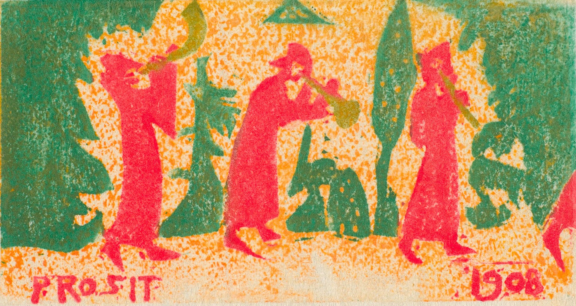 Prosit (Greeting Card for 1908) - by Wassily Kandinsky