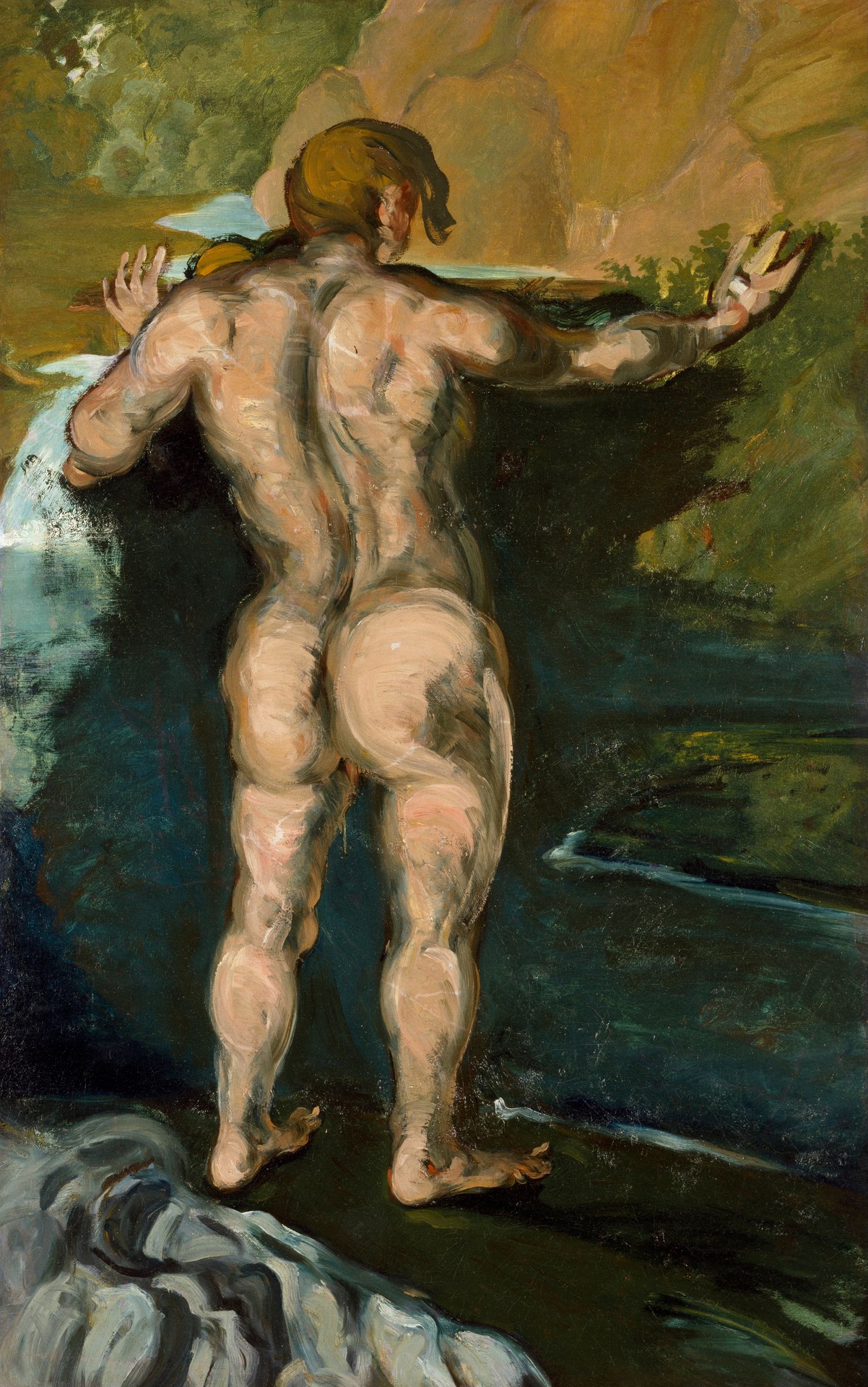 Bather and Rocks - by Paul Cézanne