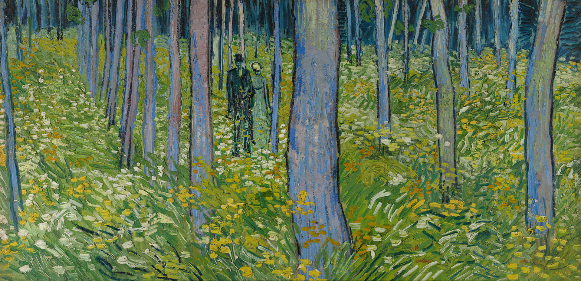 Undergrowth with Two Figures - by Vincent van Gogh