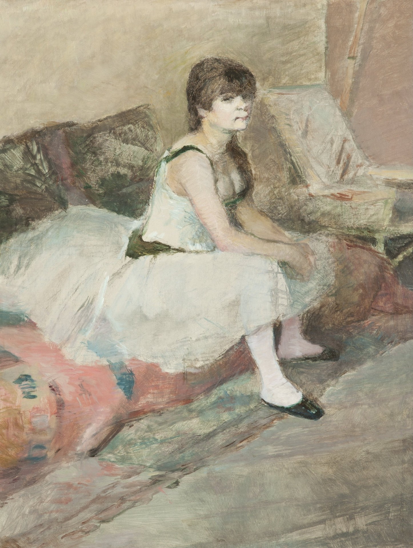 Dancer Seated on a Pink Divan - by Henri de Toulouse-Lautrec