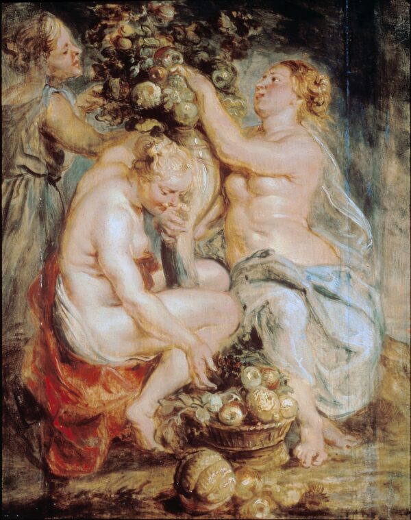 Ceres and Two Nymphs with a Cornucopia - by Peter Paul Rubens