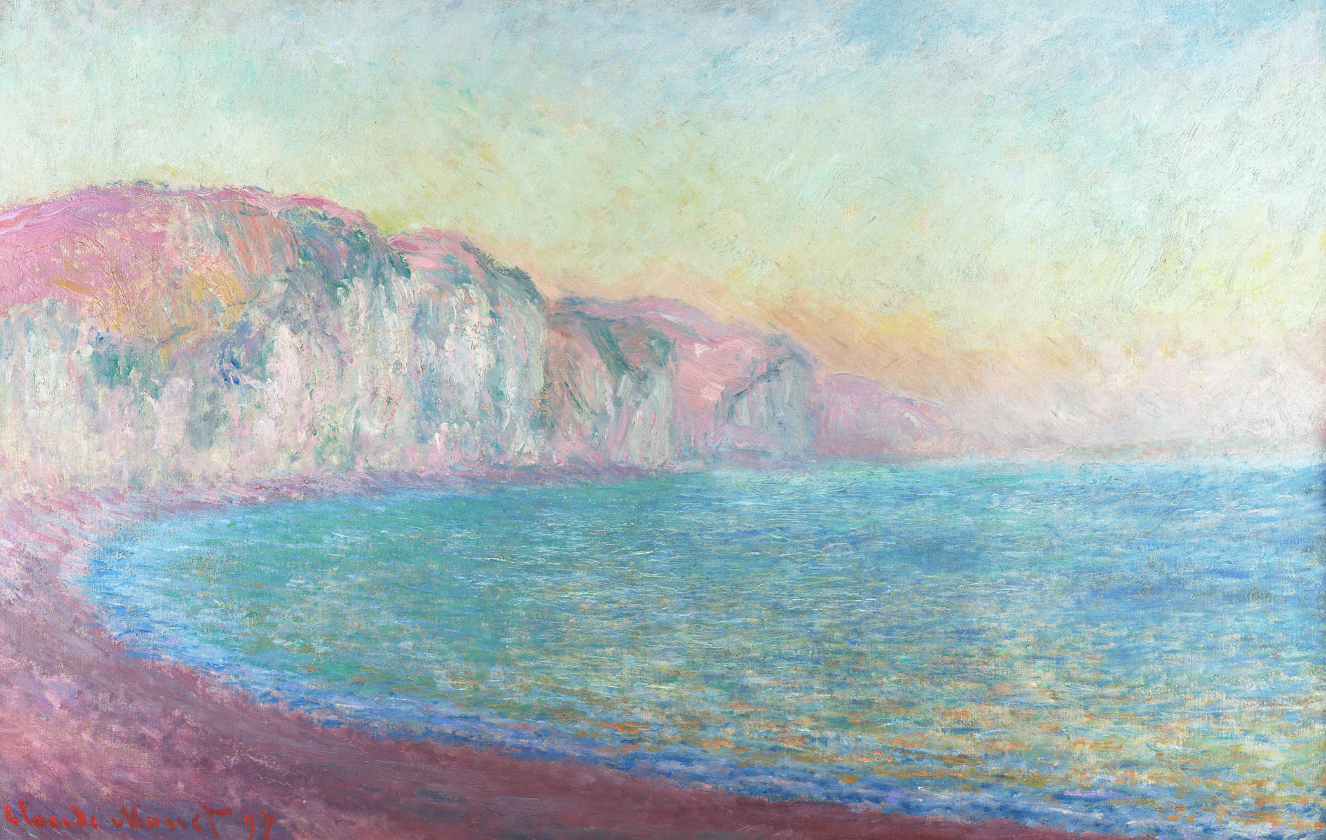 Falaises a Pourville, soleil levant - Claude Monet