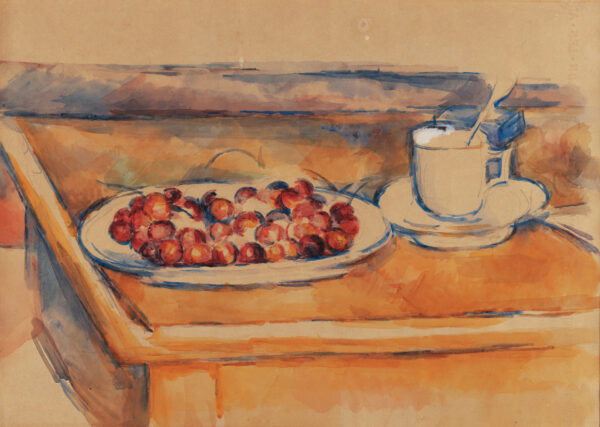 Tasse et plat de cerises - by Paul Cézanne