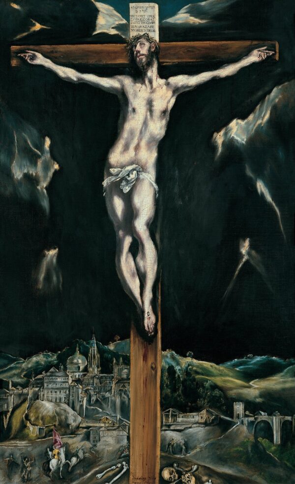 Christ Crucified with Toledo in the Background - by El Greco