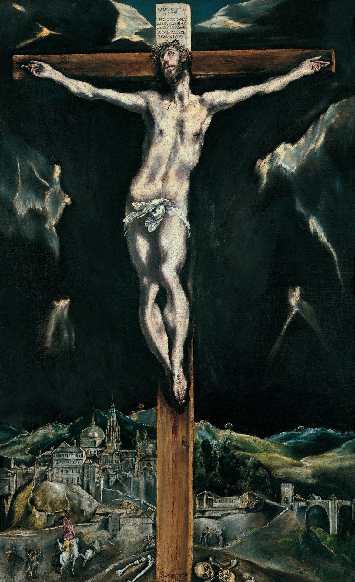 Christ Crucified with Toledo in the Background - by El Greco