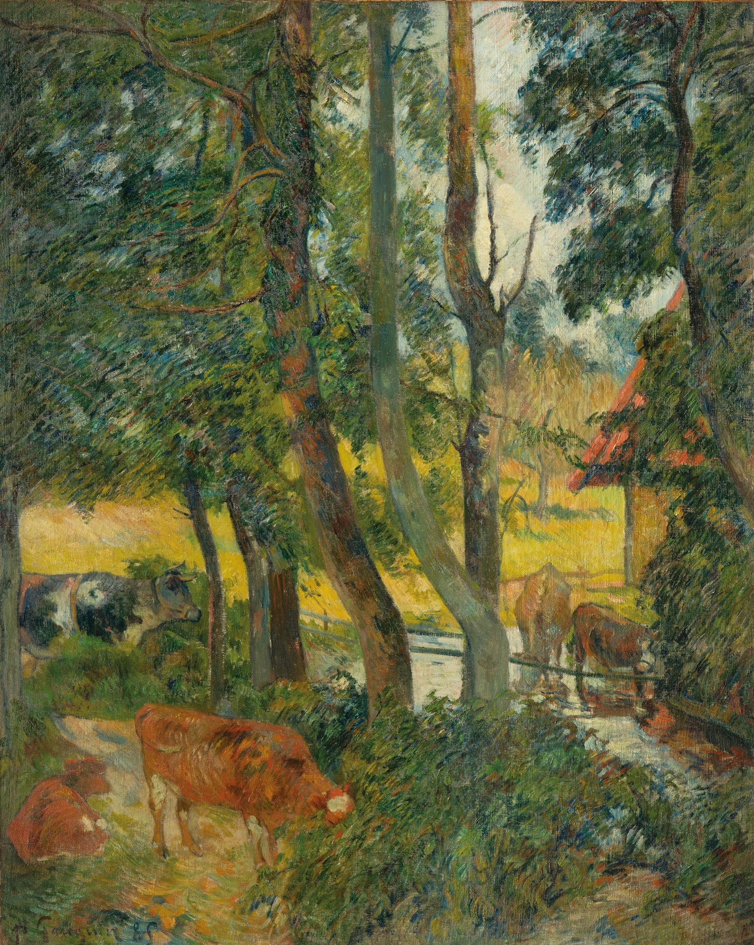 Landscape in Normandy (Cows at the Trough) - by Paul Gauguin