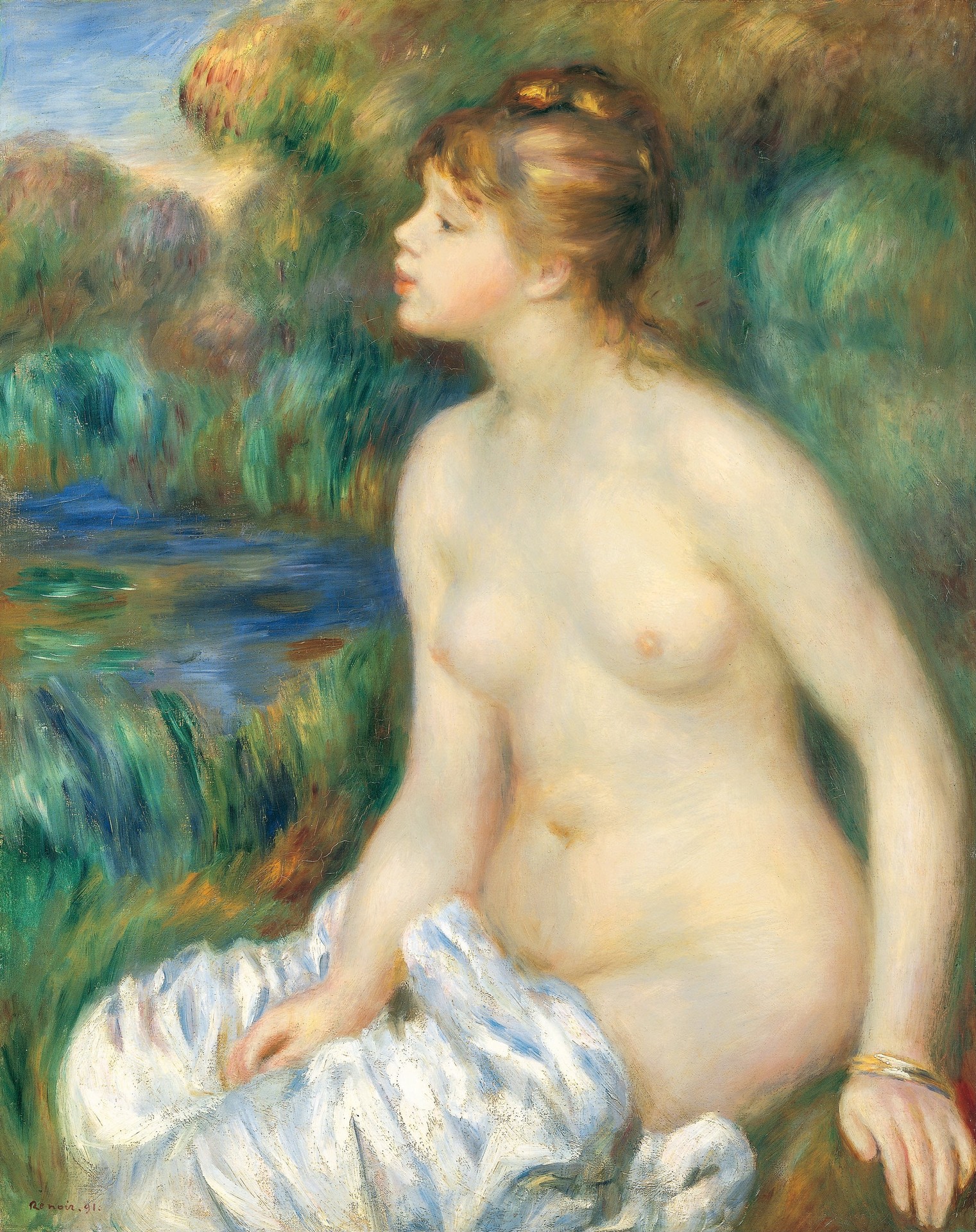 Bather - by Pierre-Auguste Renoir