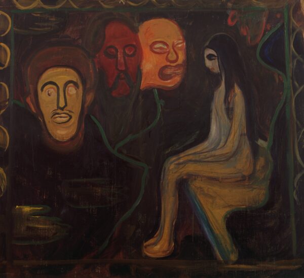 Girl and Three Male Heads - by Edvard Munch