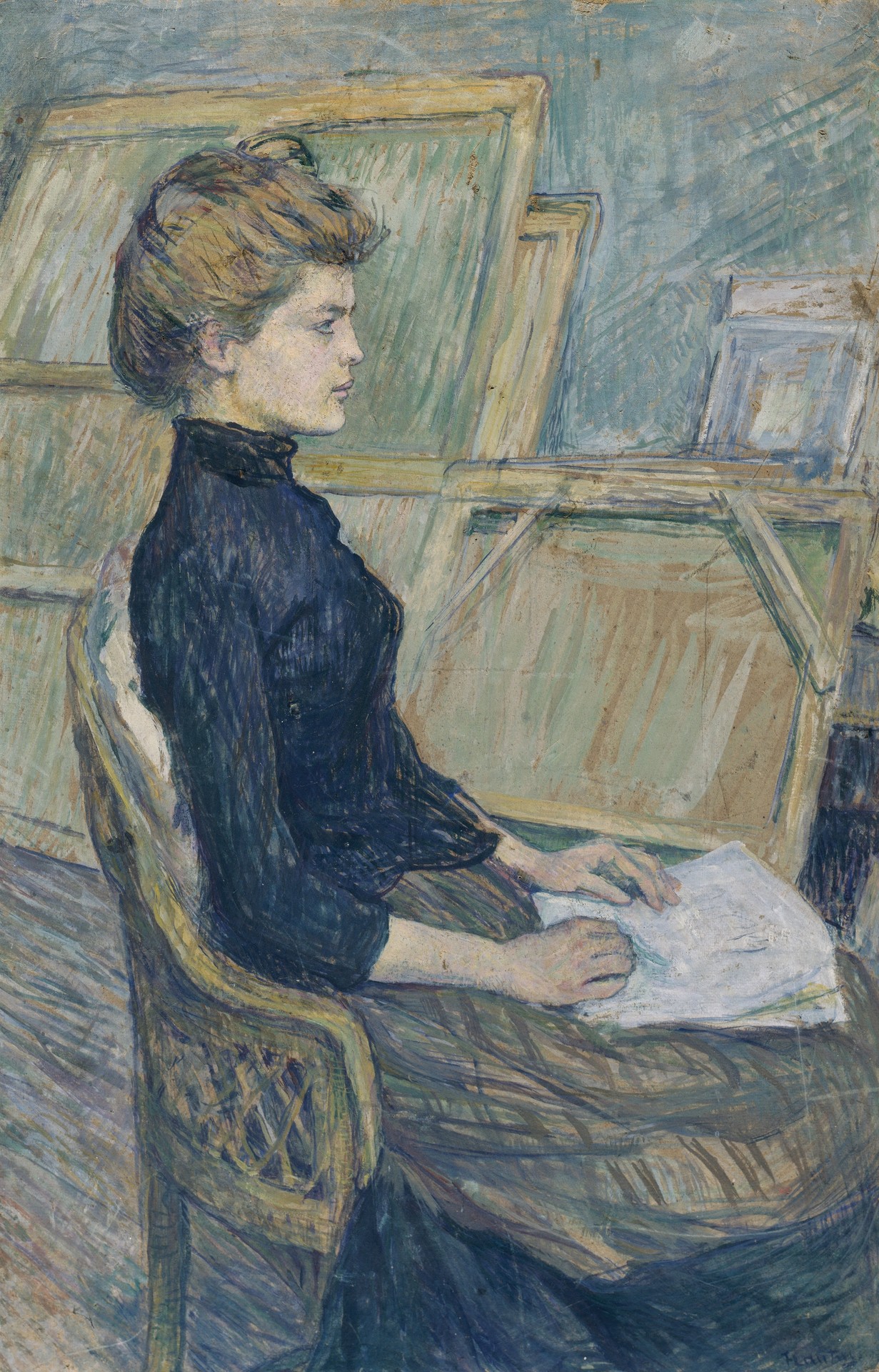 Young Girl in the Studio (Hélène Vary) - by Henri de Toulouse-Lautrec