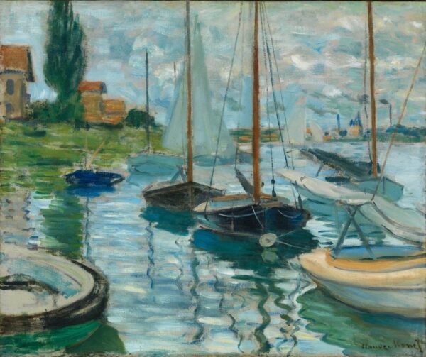 Sailboats on the Seine at Petit - Gennevilliers - by Claude Monet