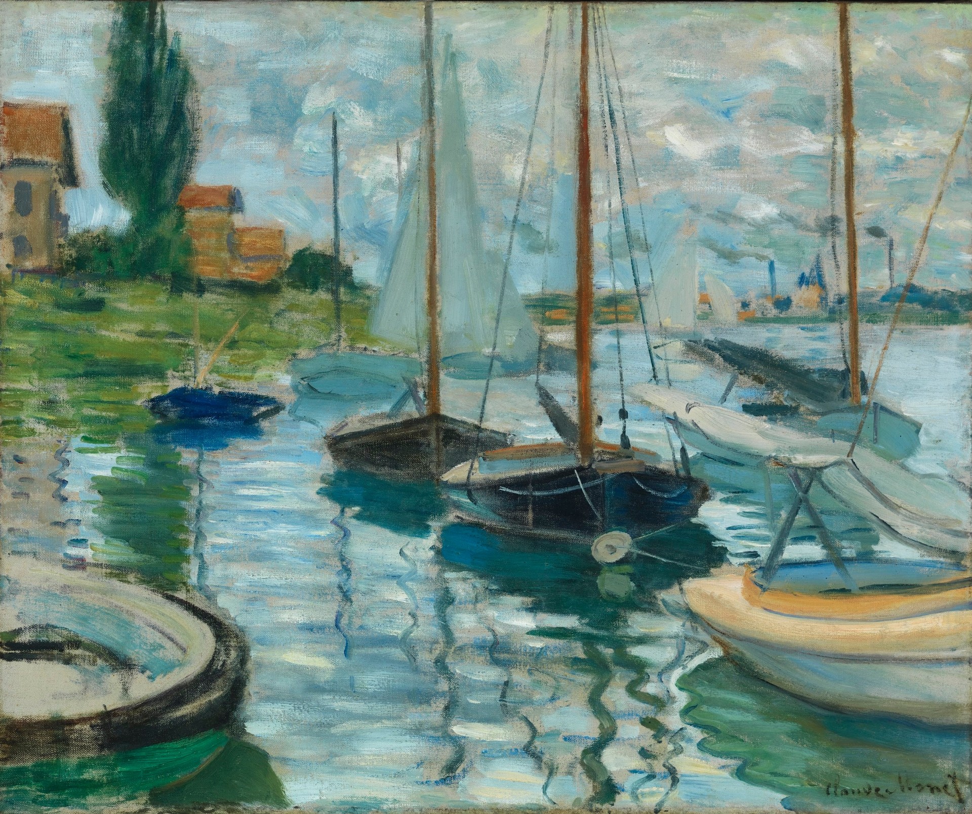 Sailboats on the Seine at Petit - Gennevilliers - by Claude Monet