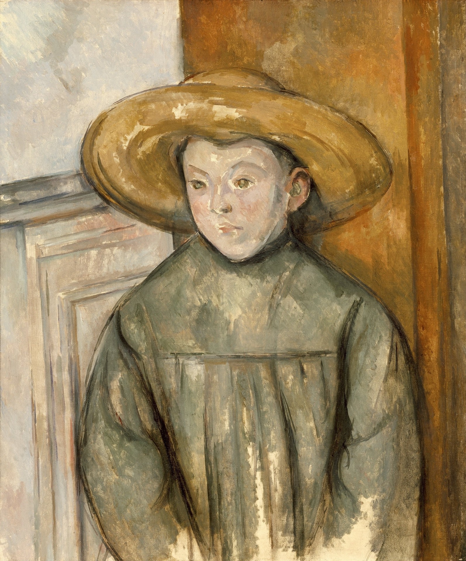 Boy With a Straw Hat - by Paul Cézanne