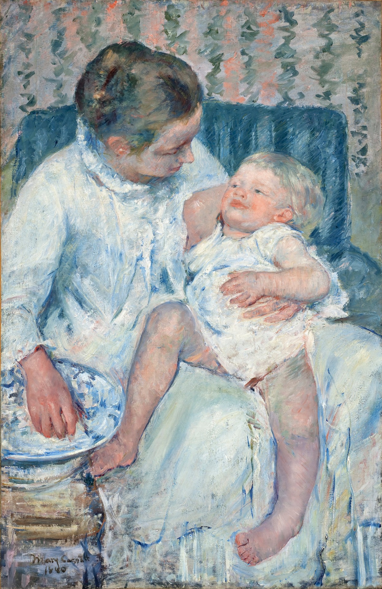 Mother About to Wash Her Sleepy Child - by Mary Cassatt