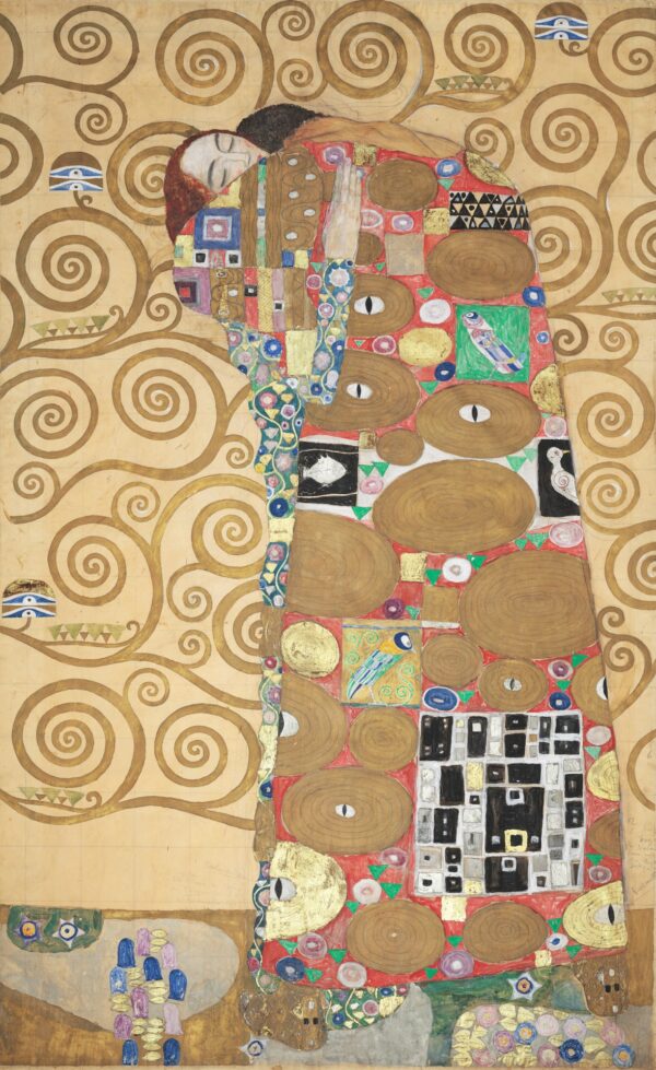 Nine Cartoons for the Execution of a Frieze for the Dining Room of Stoclet House in Brussels: Part 8, Fulfillment (Lovers) - by Gustav Klimt