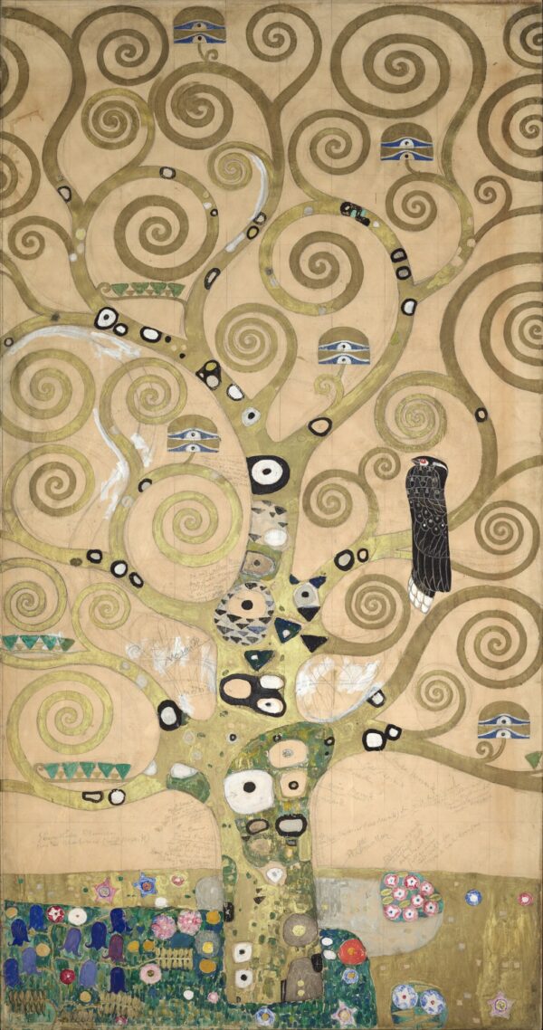 Nine Cartoons for the Execution of a Frieze for the Dining Room of Stoclet House in Brussels: Part 4, Part of the tree of life - by Gustav Klimt