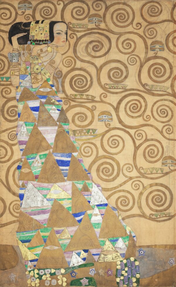 Nine Cartoons for the Execution of a Frieze for the Dining Room of Stoclet House in Brussels: Part 2, Expectation (Dancer) - by Gustav Klimt