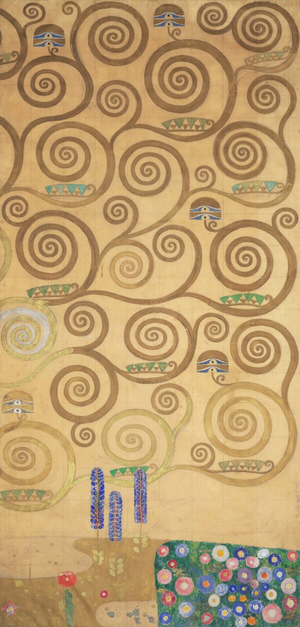 Nine Cartoons for the Execution of a Frieze for the Dining Room of Stoclet House in Brussels: Part 7, Part of the tree of life - by Gustav Klimt